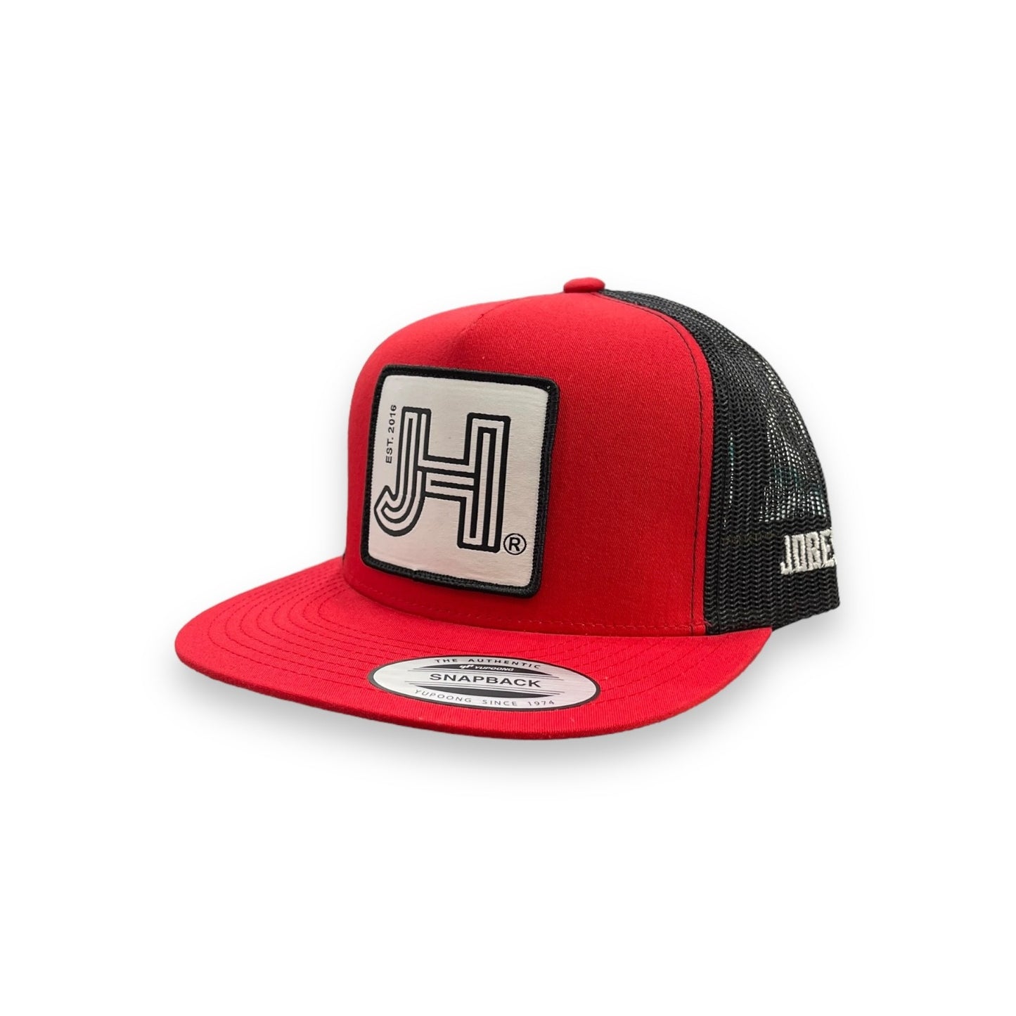 Jobes Hat - Red/Black Solid White Patch