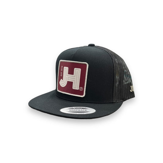 Jobes Hat - Black Solid Maroon Patch