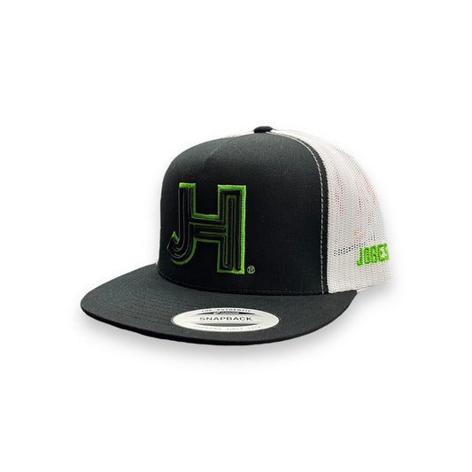 Jobes Hat - Black/White w/Classic Green Outline