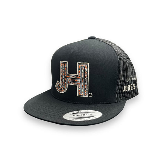 Jobes Hat - Black Aztec w/Silver Outline