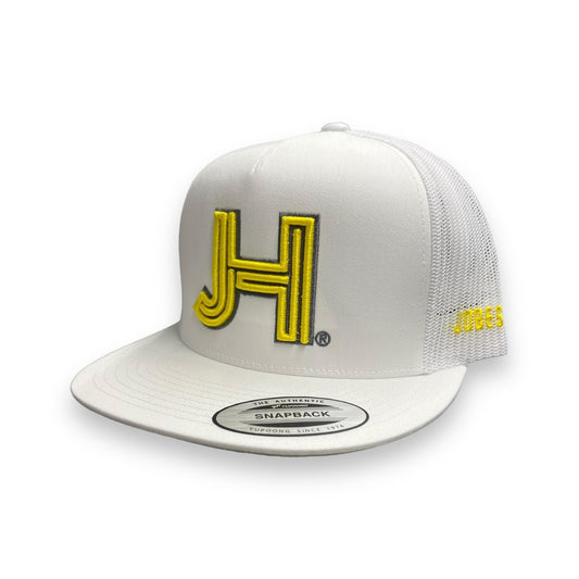 Jobes Hat - White Yellow w/Silver Outline