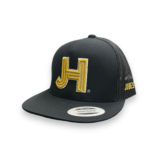 Jobes Hat - Black Gold w/Silver Outline