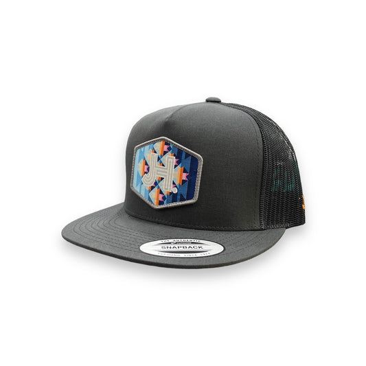 Jobes Hat - Charcoal/Black Multi Aztec Patch