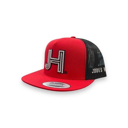 Jobes Hat - Red/Black Silver w/Black Outline