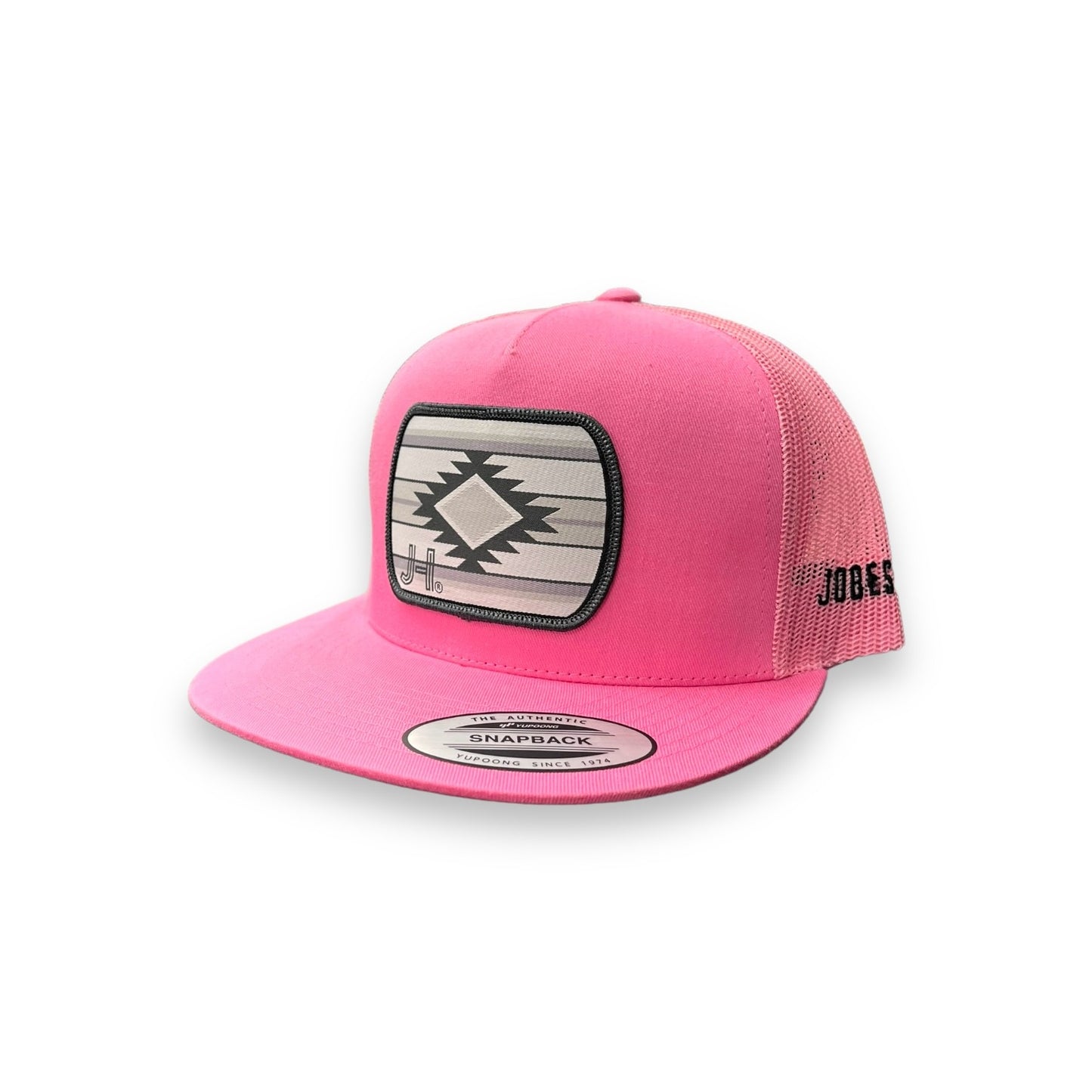 Jobes Hat - Pink Grey Aztec Patch