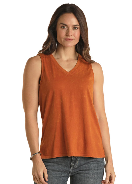 Women's Panhandle V-Neck Low Tank - Rust