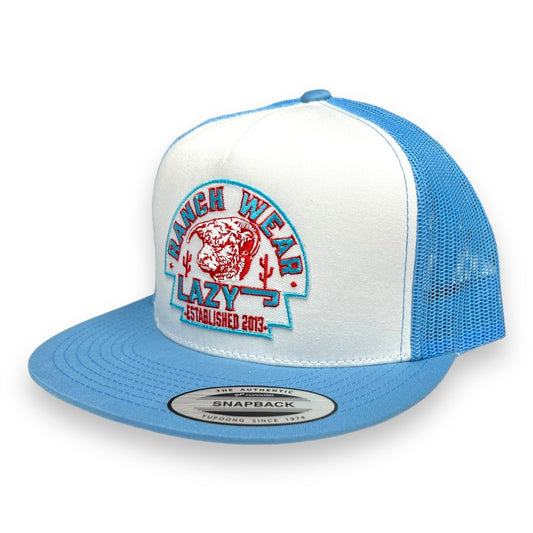 Lazy J Hat - White/Baby Blue Arrowhead