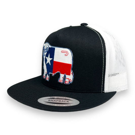 Lazy J Hat - Black/White Texas Flag Bull