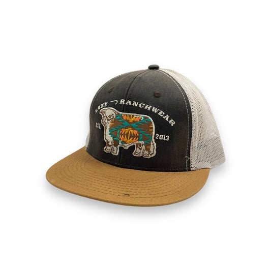 Lazy J Hat -  Brown & Putty Apache Hereford Bull