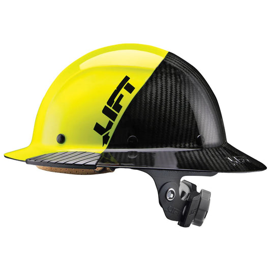 Lift Safety Dax Full Brim - 50/50 Hi-Vis Yellow Carbon Fiber Hard Hat