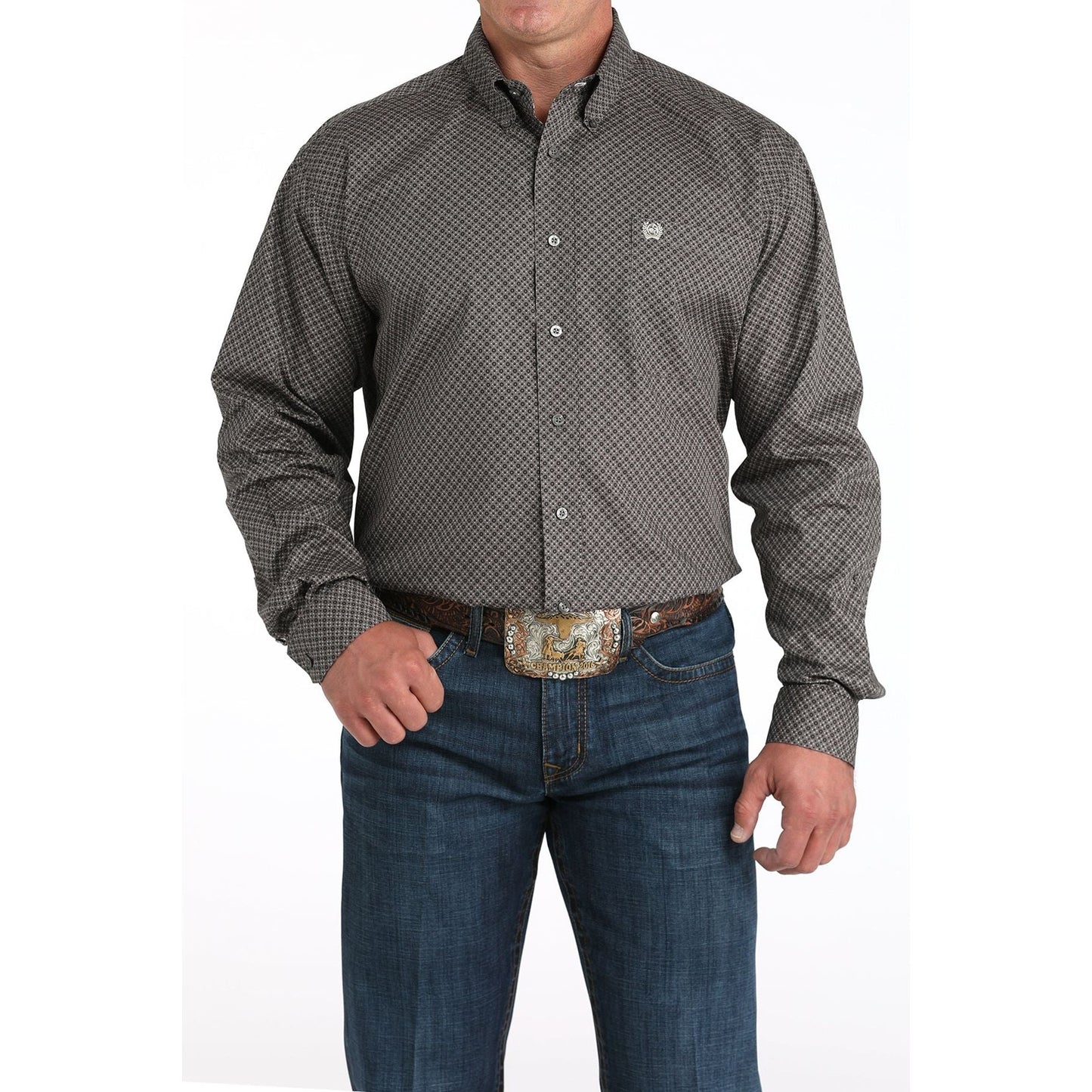 Cinch Men’s L/S Print 5960 - Grey