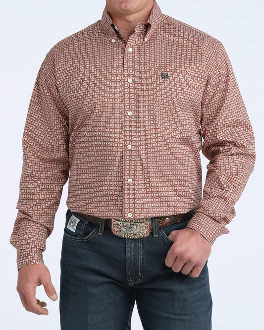 Men’s Cinch Geo Flower Print Button Down Shirt - 6028