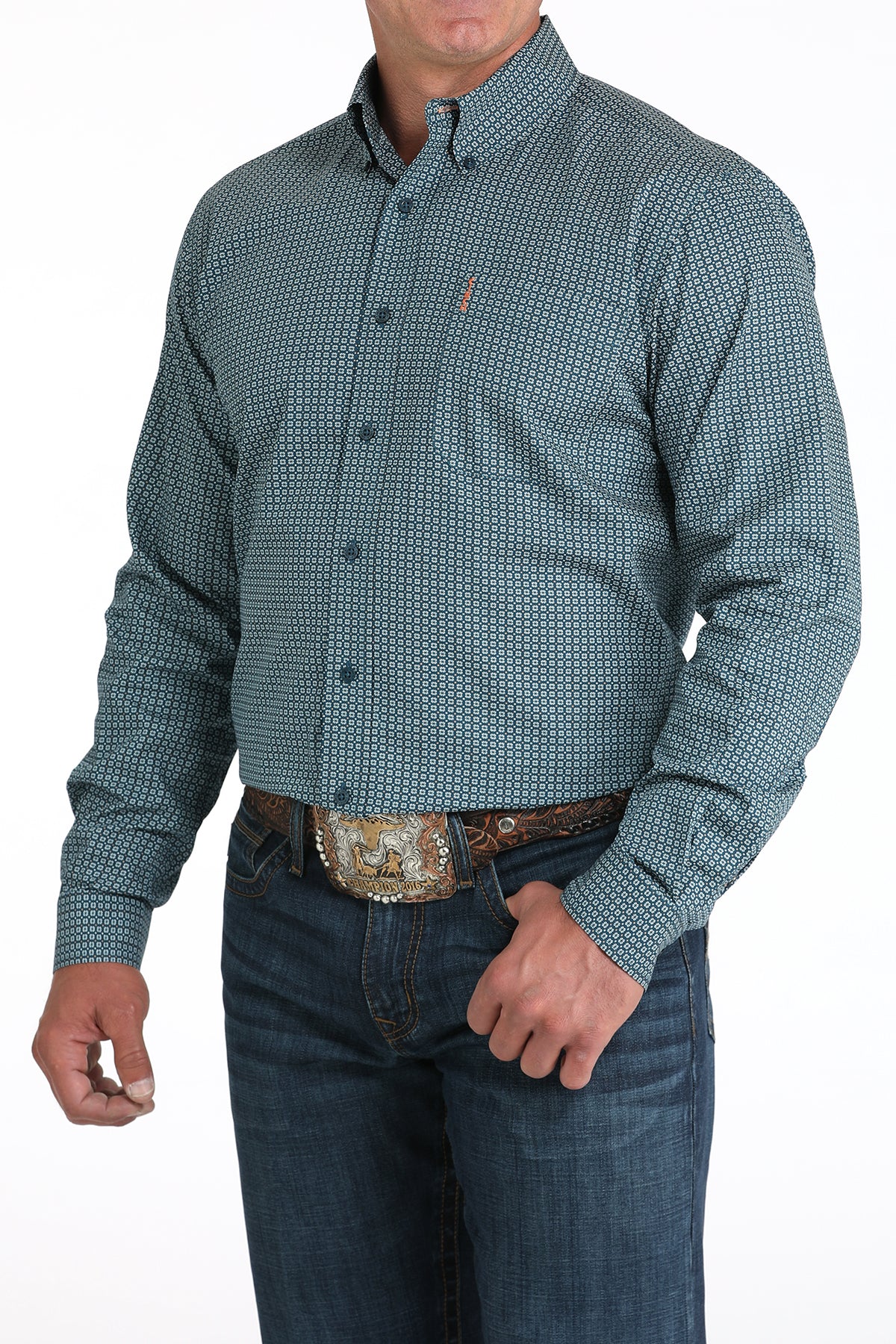 Cinch Men’s Modern Fit L/S Print 7136 - Teal