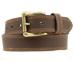 Men’s Standard Work Belt - Brown Tumbled Cow with Triple Edge Stitch