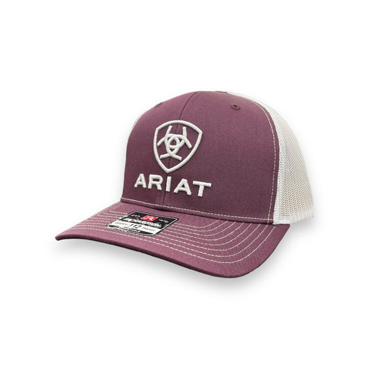 Ariat Shield/Lettering Logo Hat - Maroon/White