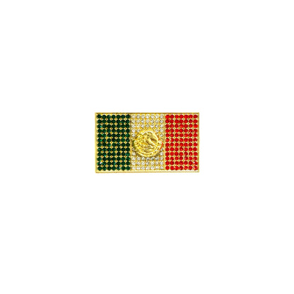 Iced Mexico Flag Hat Pin - Gold