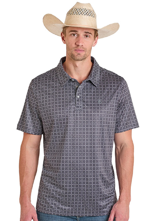 Rock&Roll Denim Men’s SS polo snap  - Black/Gray