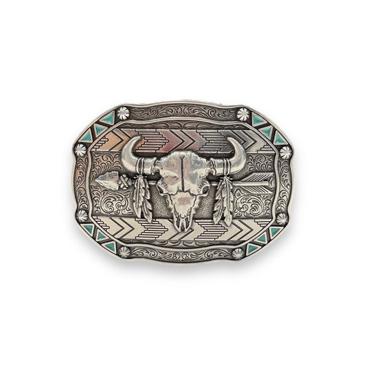 Men's Nocona Bull Skull Arrow & Feathers Buckle