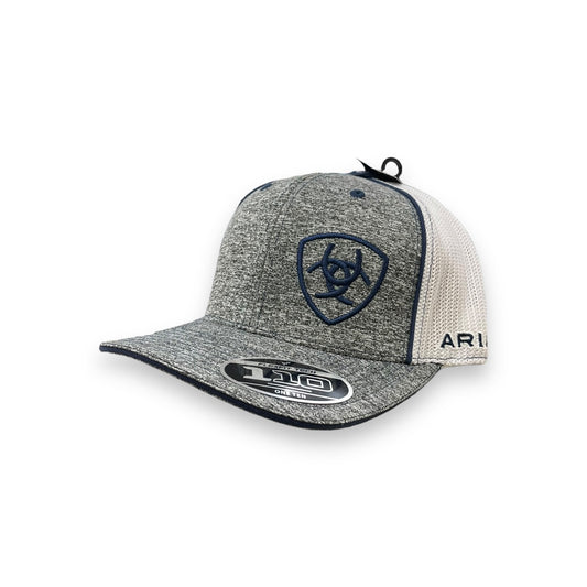 Ariat Offset Shield Logo Hat - Heather Grey/Navy