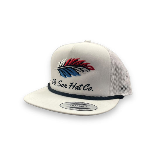 Ole Son Hat Co - White Freedom Feather Rope Hat