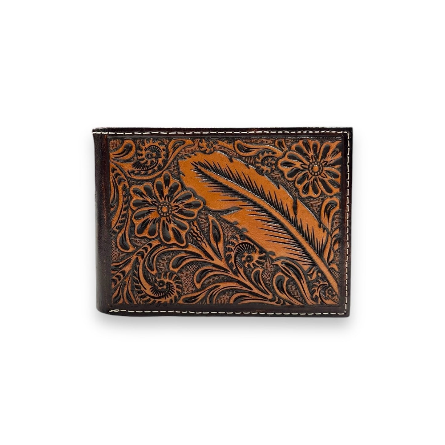 Men's Removable Passcase Wallet - Feather Embossed