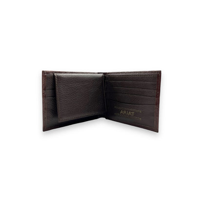 Men's Removable Passcase Wallet - Brown Floral Buck Laced Stitch