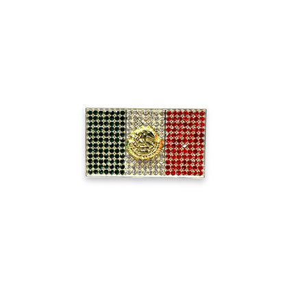 Iced Mexico Flag Hat Pin - Silver