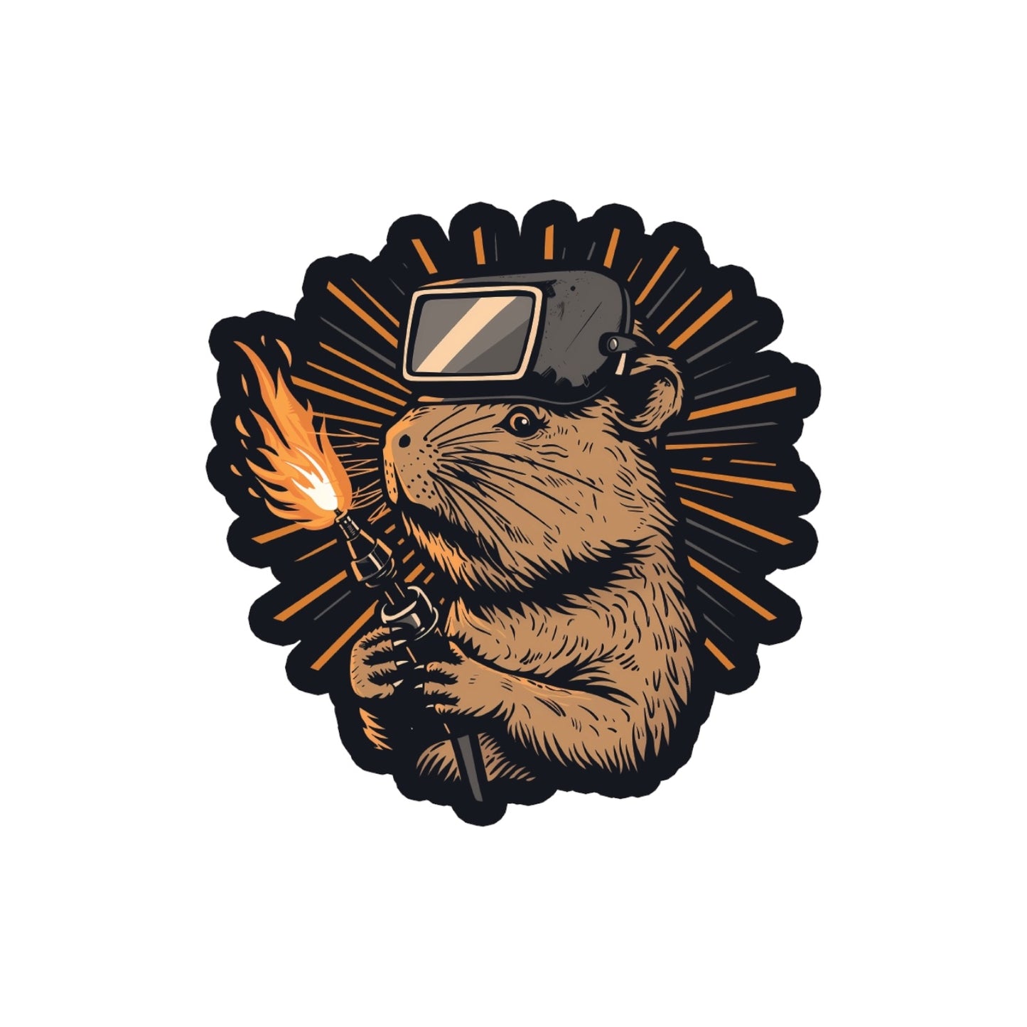 Capybara Welder Sticker