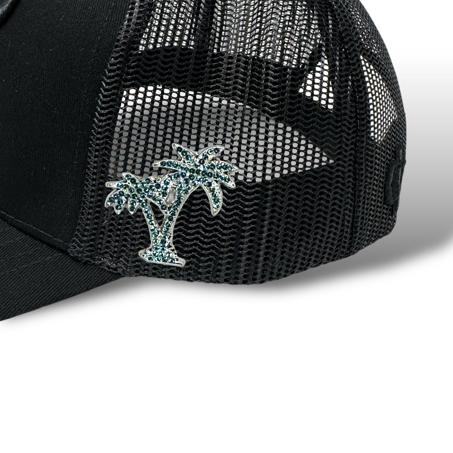 Iced Out Palm Tree Hat Pin - Silver/Turquoise