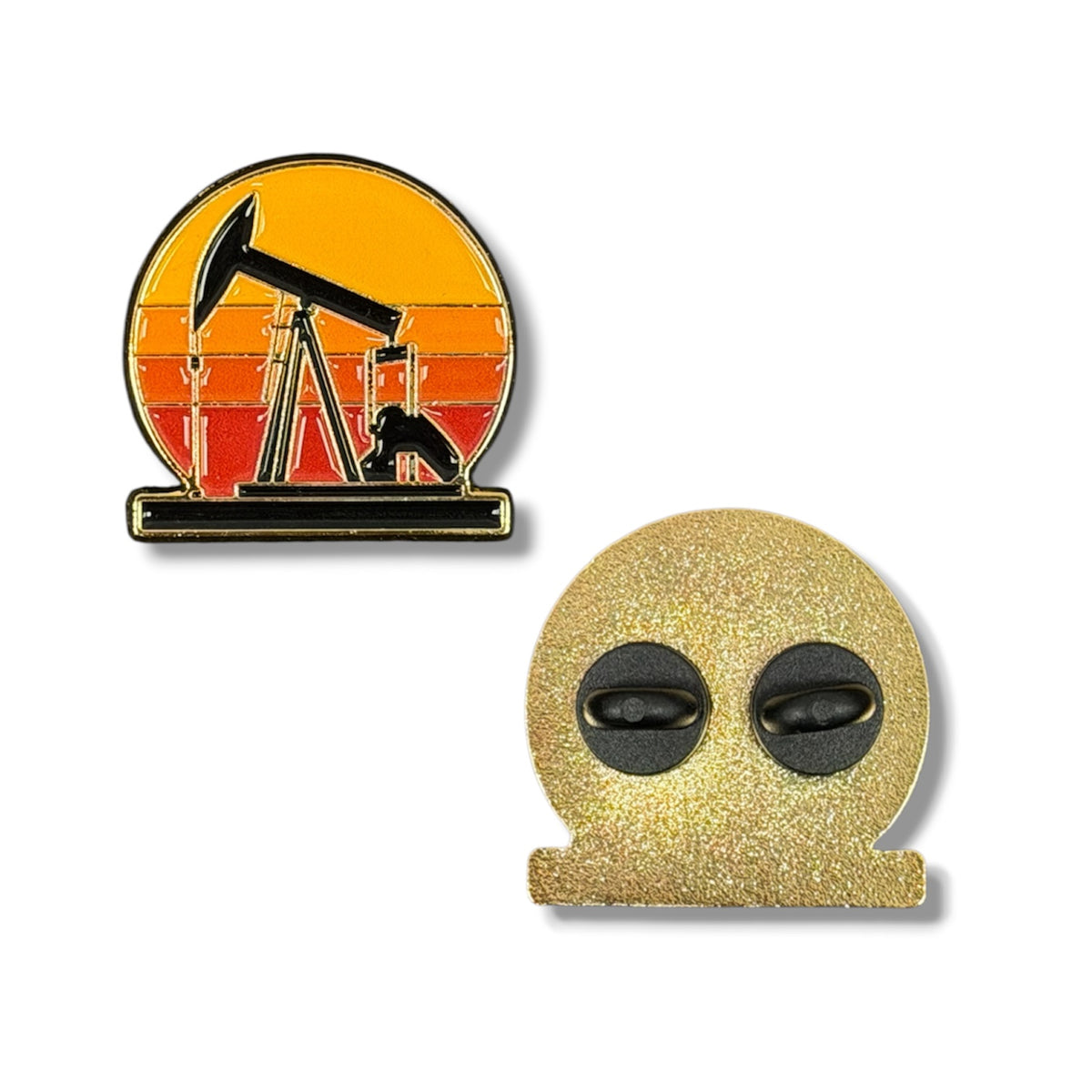 Pump Jack Sunset Hat Pin - Gold