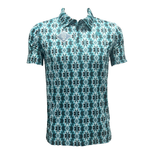 Rock&Roll Performance Short Sleeve Polo - Aqua Aztec Print