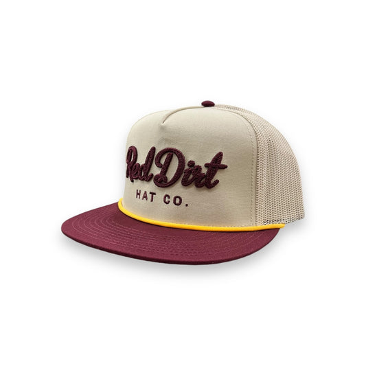 Red Dirt Hat Co. - Maroon/Khaki Cowboy Roy Flat