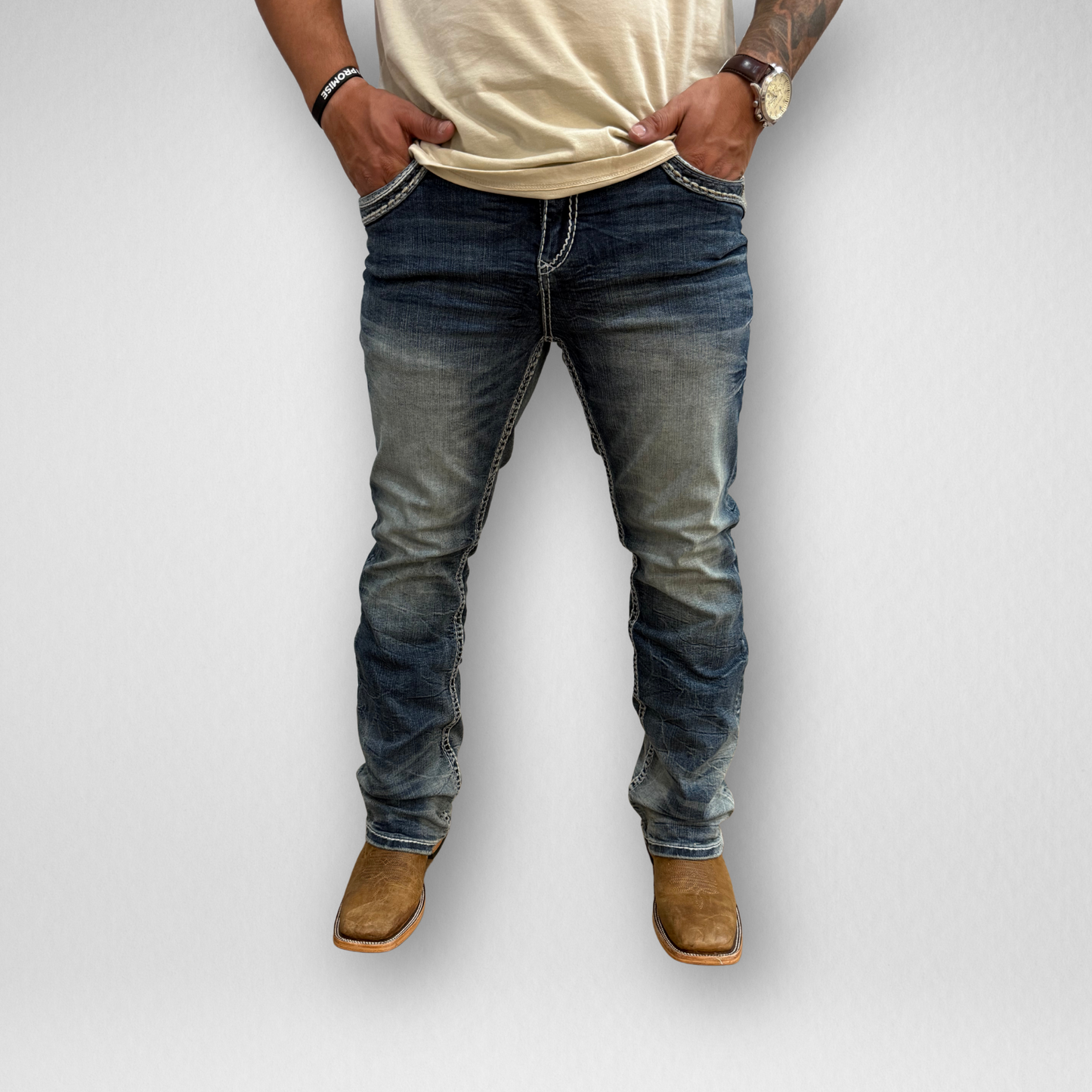 Men's Rock in L.A. Slim Straight Boot Denim (R-378)