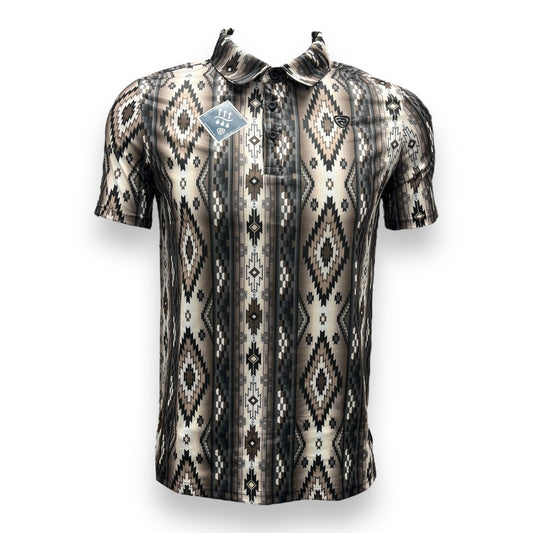 Rock&Roll Performance Short Sleeve Polo - Black Aztec Print