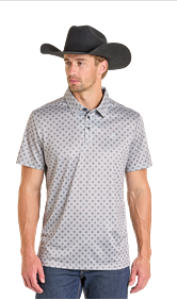Rock & Roll Denim Geo Print Polo - Grey (7278)