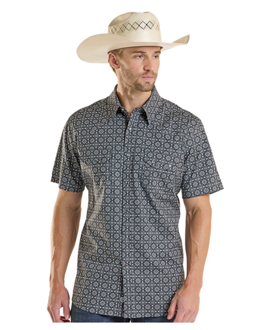 Rock&Roll RR Medallion Printed SS Snap - Black