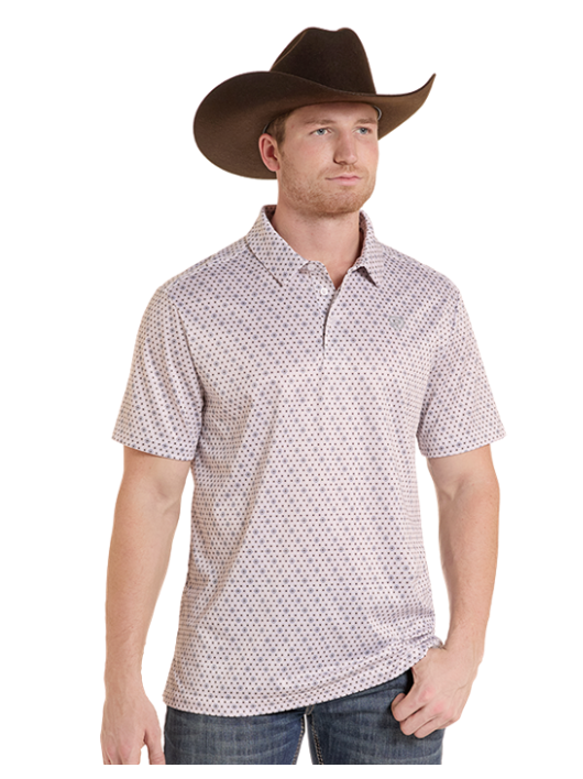 Rock&Roll Geo Allover Printed Polo - White