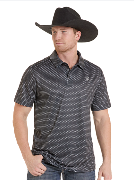 Rock&Roll Geo Allover Printed Polo - Black