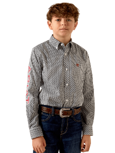 Ariat Boys Team WARD LS Shirt - BLACK / RED