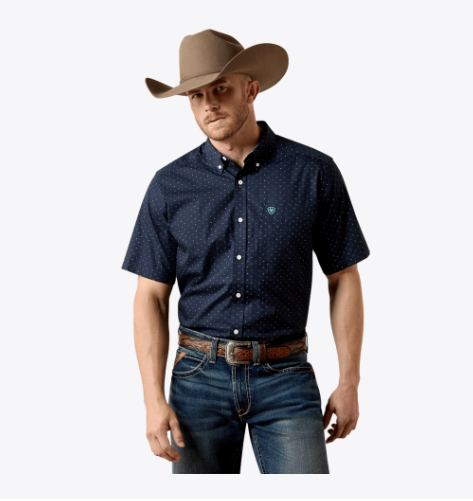 Ariat WF Wadell S/S Shirt - BLACK MINI LEAF PRINT