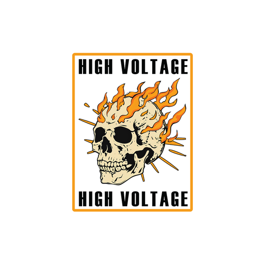 Skull Flames Voltage Sticker