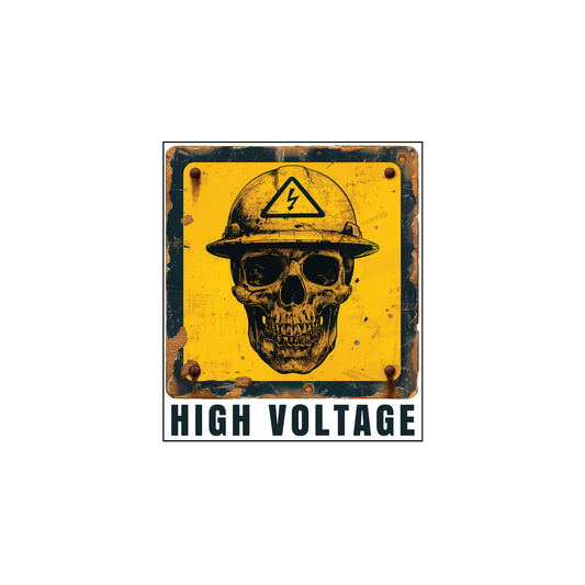 Skull Hard Hat High Voltage Sticker