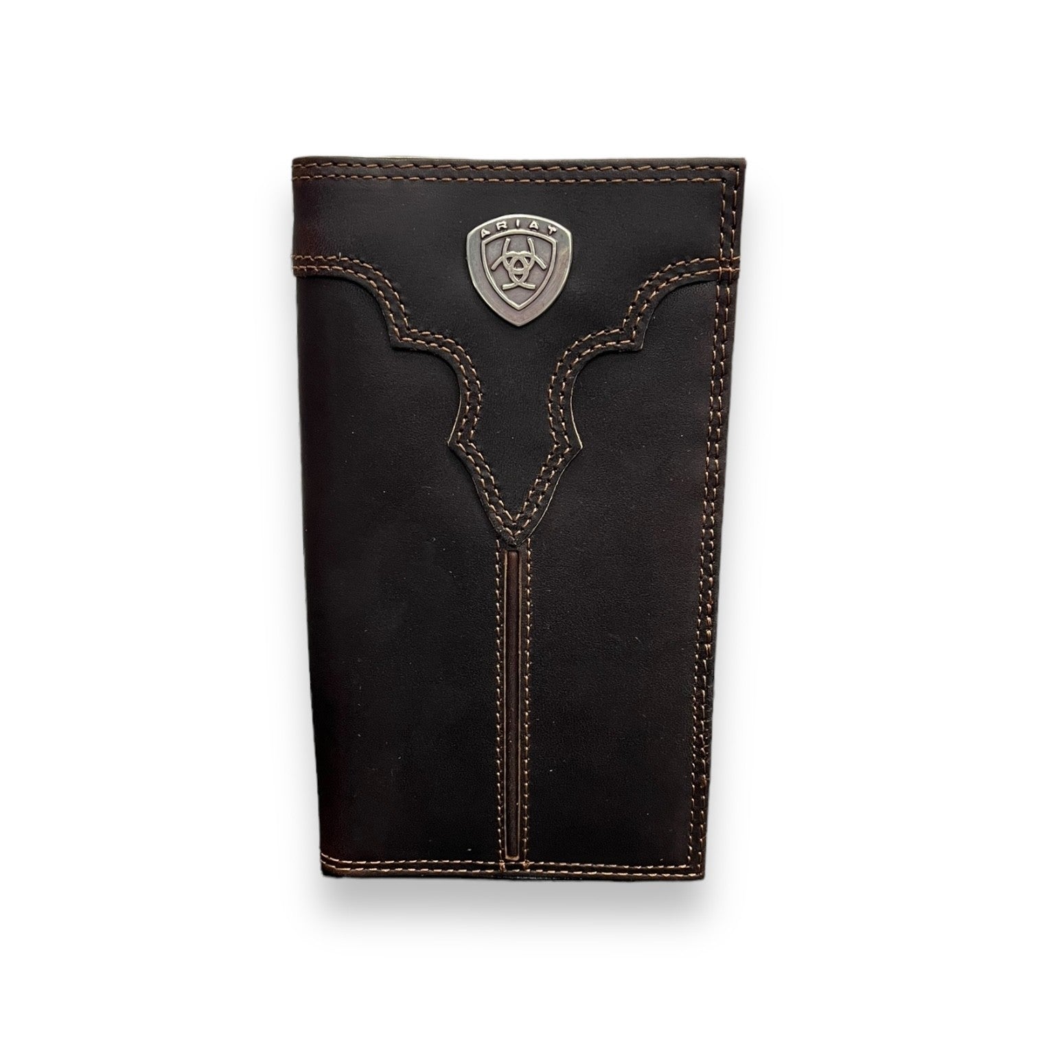 Men's Rodeo Wallet/Checkbook Cover - Brown Metal Shield Logo – Amigos ...