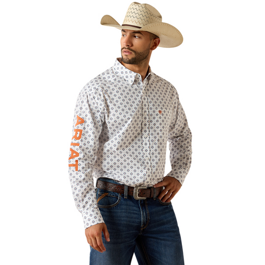 Ariat Team Jericho L/S Shirt - White/Orange
