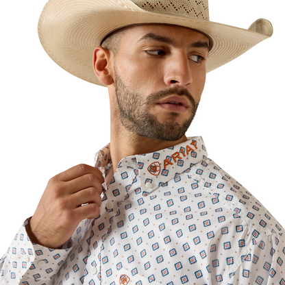 Ariat Team Jericho L/S Shirt - White/Orange