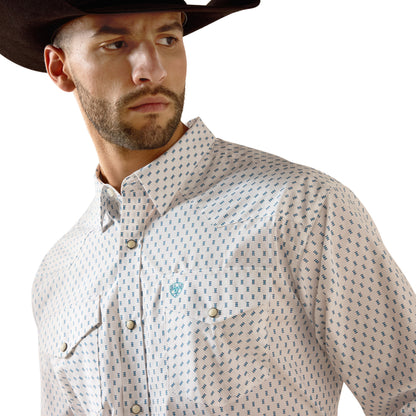 Ariat Terence L/S Snap Shirt - White Geo Print