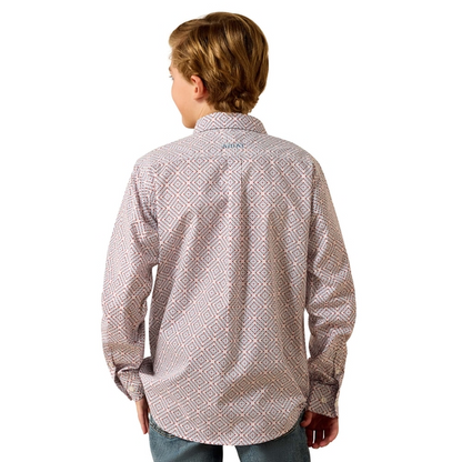 Ariat Youth Tiernan L/S Shirt - White Geo Print