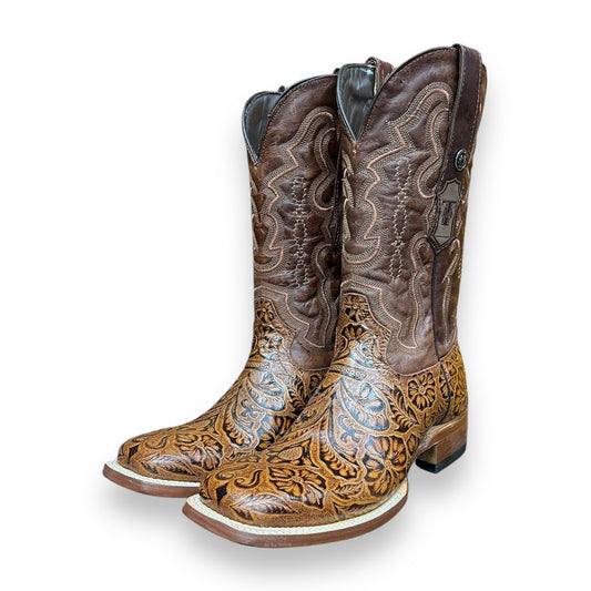 Tanner Mark Boots - Hand Tooled Print Cognac