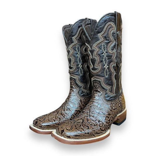 Tanner Mark Boots - Hand Tooled Print Brown