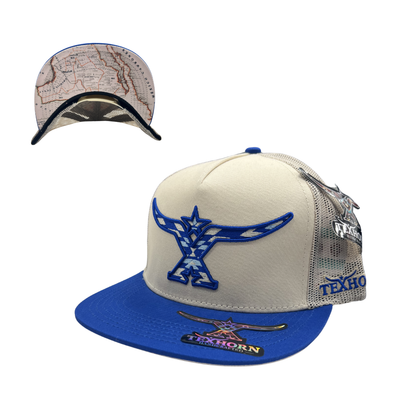 TexHorn Hat - Blue w/Beige